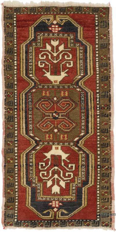Alfombra Vintage Turca Anudada a Mano - 51 cm x 100 cm