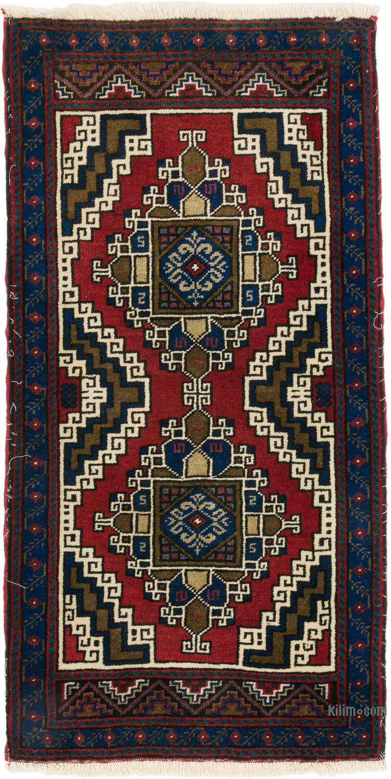 Alfombra Vintage Turca Anudada a Mano - 55 cm x 110 cm - K0074727