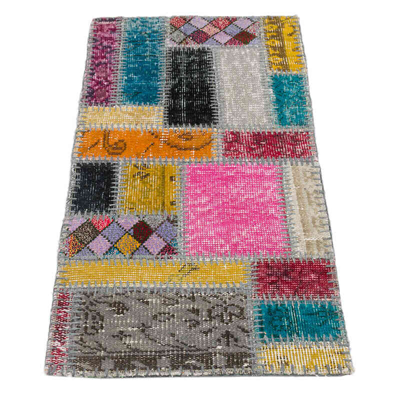 Patchwork El Dokuma Halı - 43 cm x 91 cm - K0074753