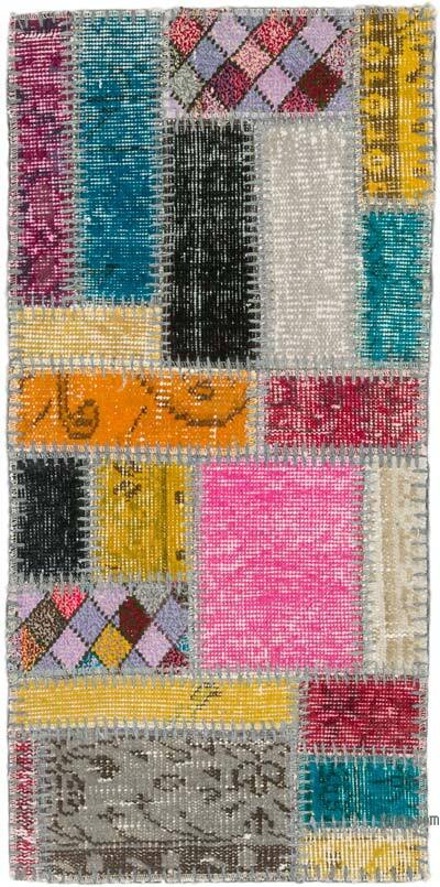 Patchwork Hand-Knotted Turkish Rug - 1' 5" x 3'  (17" x 36")