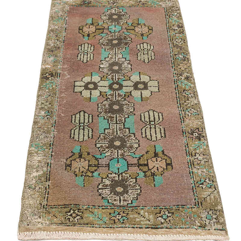 Alfombra Vintage Turca Anudada a Mano - 46 cm x 112 cm - K0074765