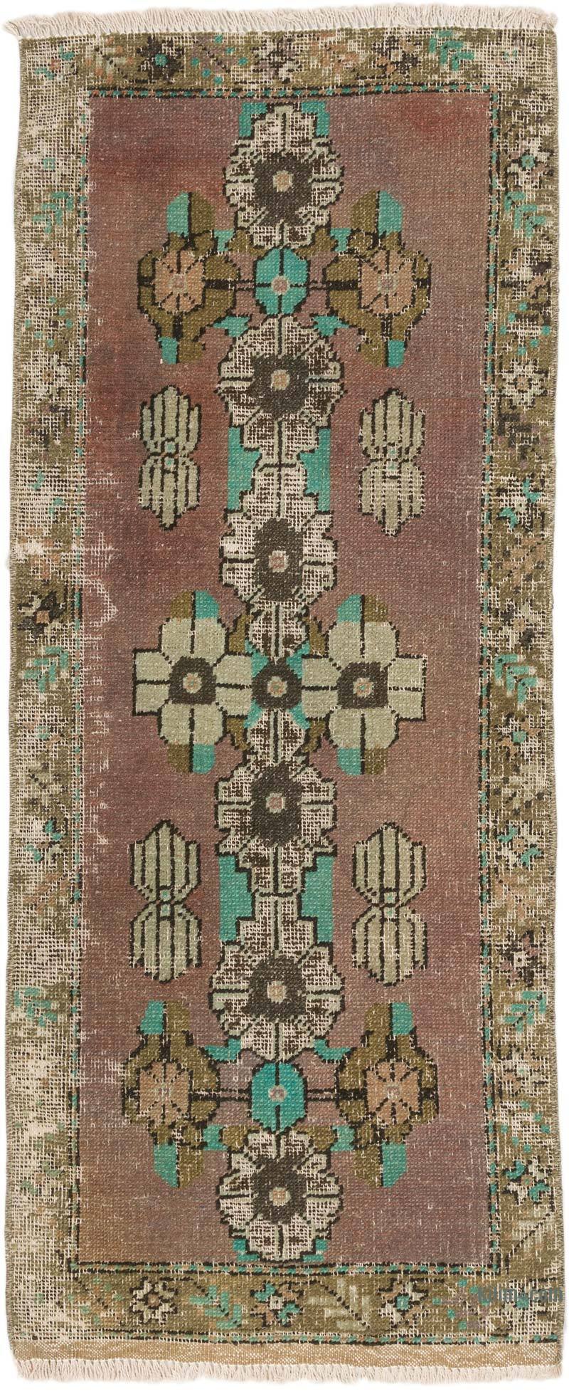 Alfombra Vintage Turca Anudada a Mano - 46 cm x 112 cm - K0074765