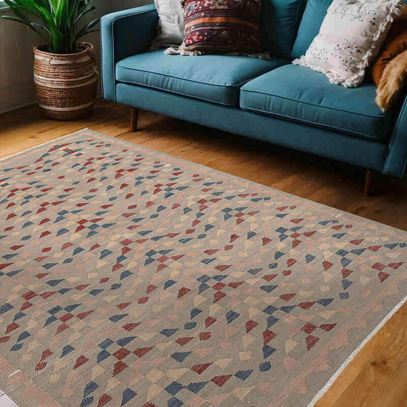 New Hand-Woven Kilim Rug - 4' 11" x 6' 7" (59" x 79") - K0074800