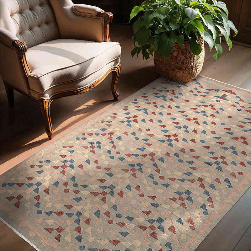 New Hand-Woven Kilim Rug - 4' 11" x 6' 7" (59" x 79") - K0074800