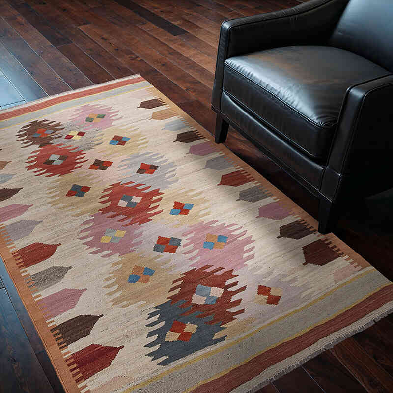 New Hand-Woven Kilim Rug - 4'  x 5' 11" (48" x 71") - K0074801