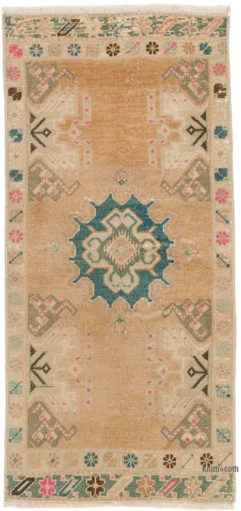 Alfombra Vintage Turca Anudada a Mano - 54 cm x 114 cm - K0074843
