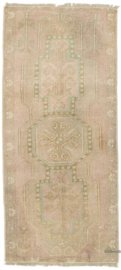 Alfombra Vintage Turca Anudada a Mano - 46 cm x 101 cm