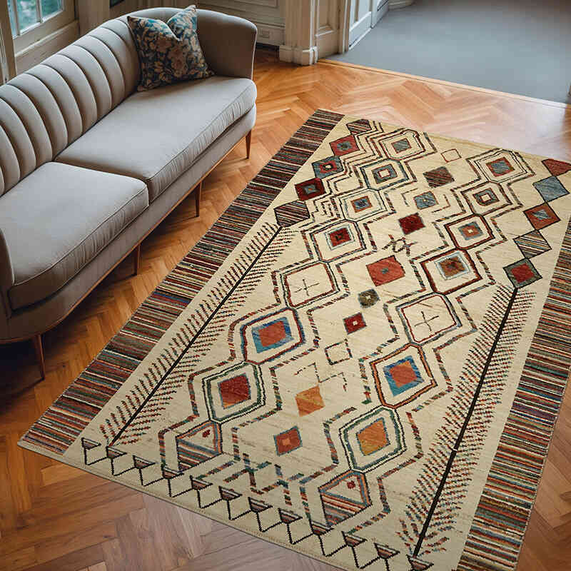 Nueva Alfombra Tejida a Mano de Estilo Marroquí - 201 cm x 291 cm - K0074927