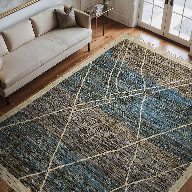 New Moroccan Style Hand-Knotted Rug - 9' 2" x 11' 11" (110" x 143") - K0074928