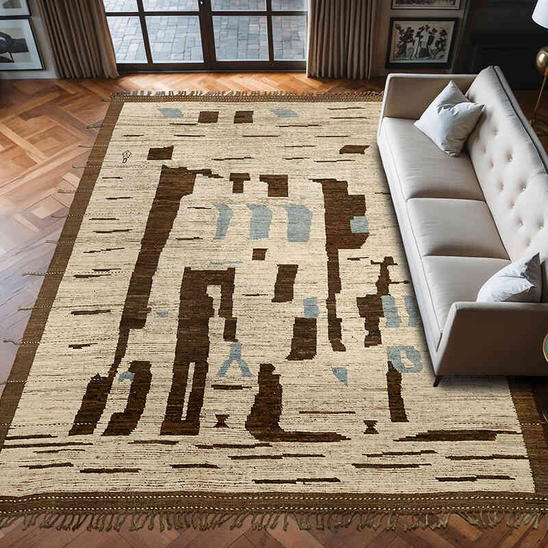 New Moroccan Style Hand-Knotted Rug - 9'  x 12' 5" (108" x 149") - K0074964