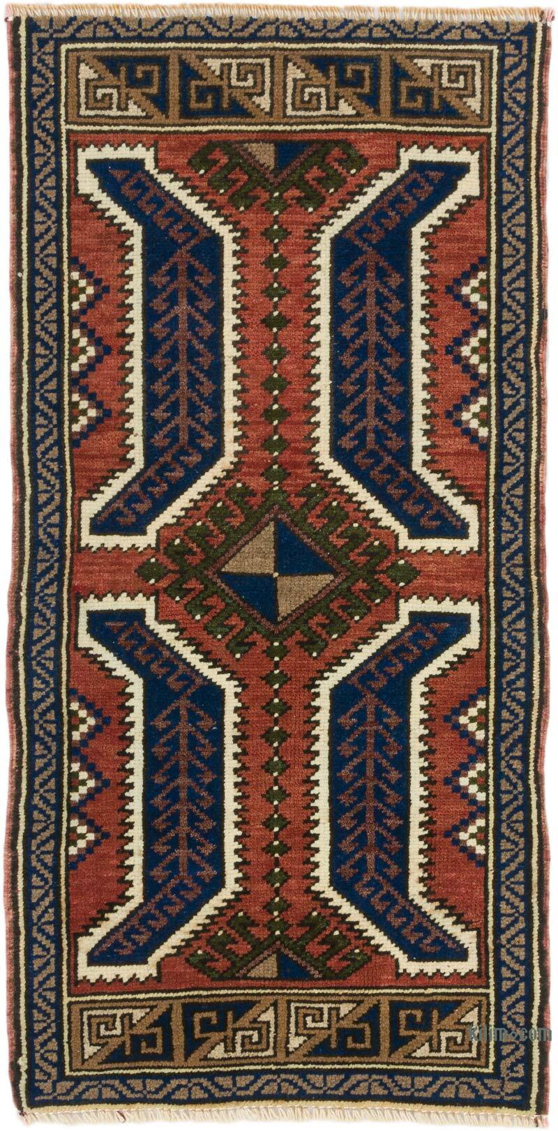 El Dokuma Vintage Halı - 51 cm x 101 cm - K0075059