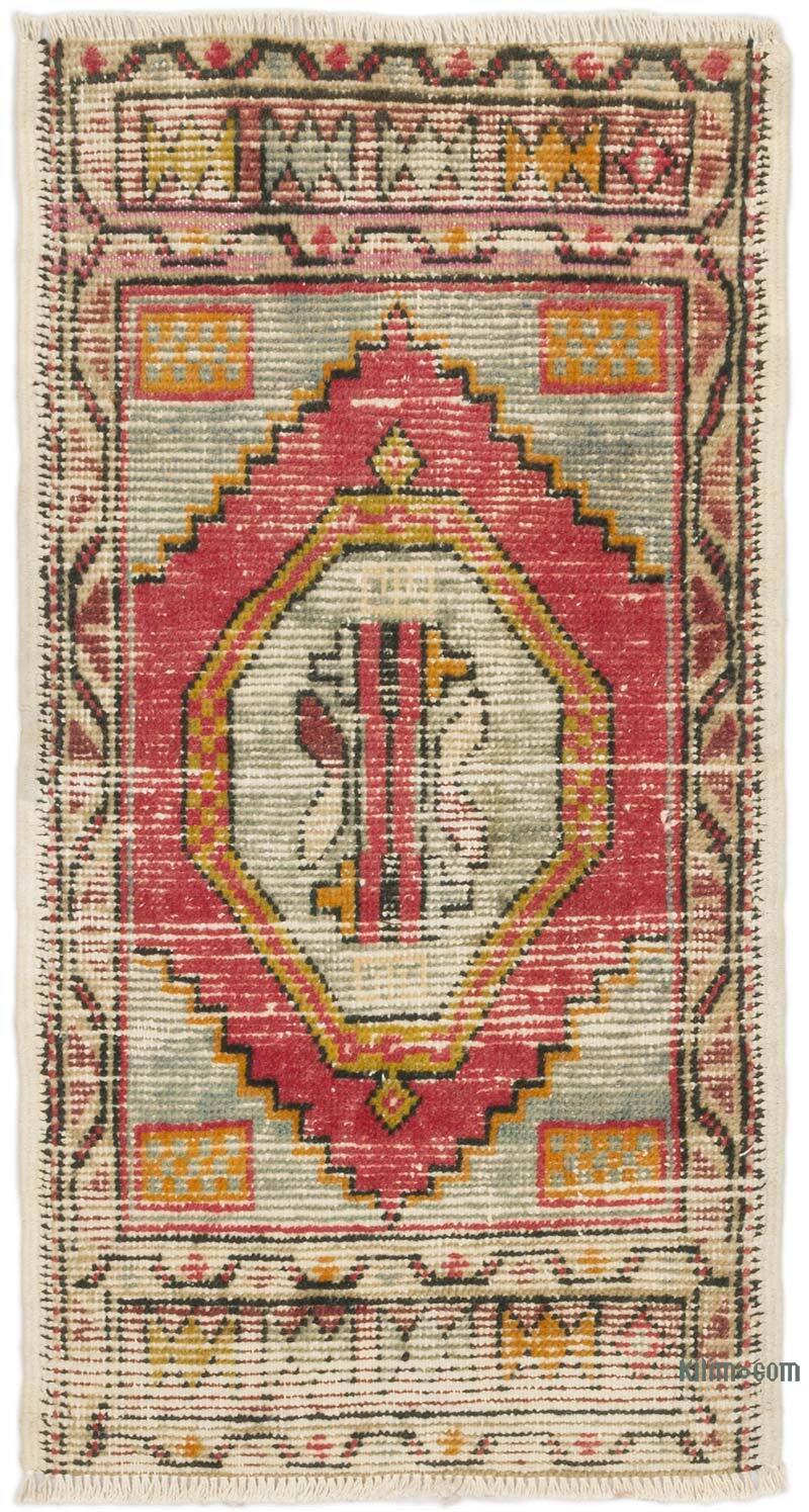 El Dokuma Vintage Halı - 47 cm x 88 cm - K0075105