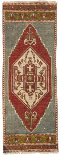 Alfombra Vintage Turca Anudada a Mano - 42 cm x 116 cm