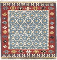 New Handwoven Turkish Kilim Rug - 7' 1" x 7' 3" (85" x 87")