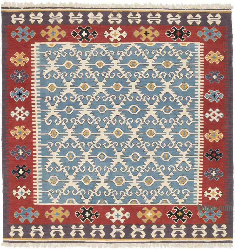 New Handwoven Turkish Kilim Rug - 7' 1" x 7' 3" (85" x 87") - K0075156