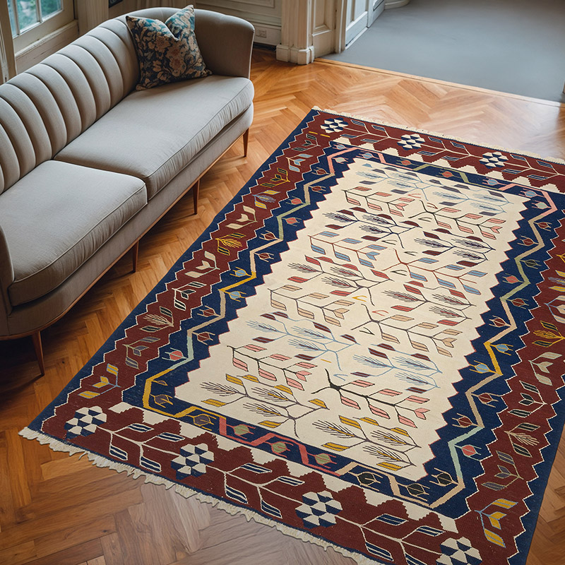 New Handwoven Turkish Kilim Rug - 6' 11" x 9' 5" (83" x 113") - K0075171