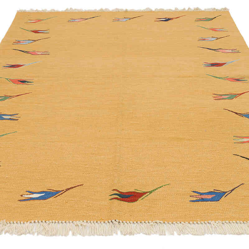 New Handwoven Turkish Kilim Rug - 4' 11" x 6' 5" (59" x 77") - K0075181
