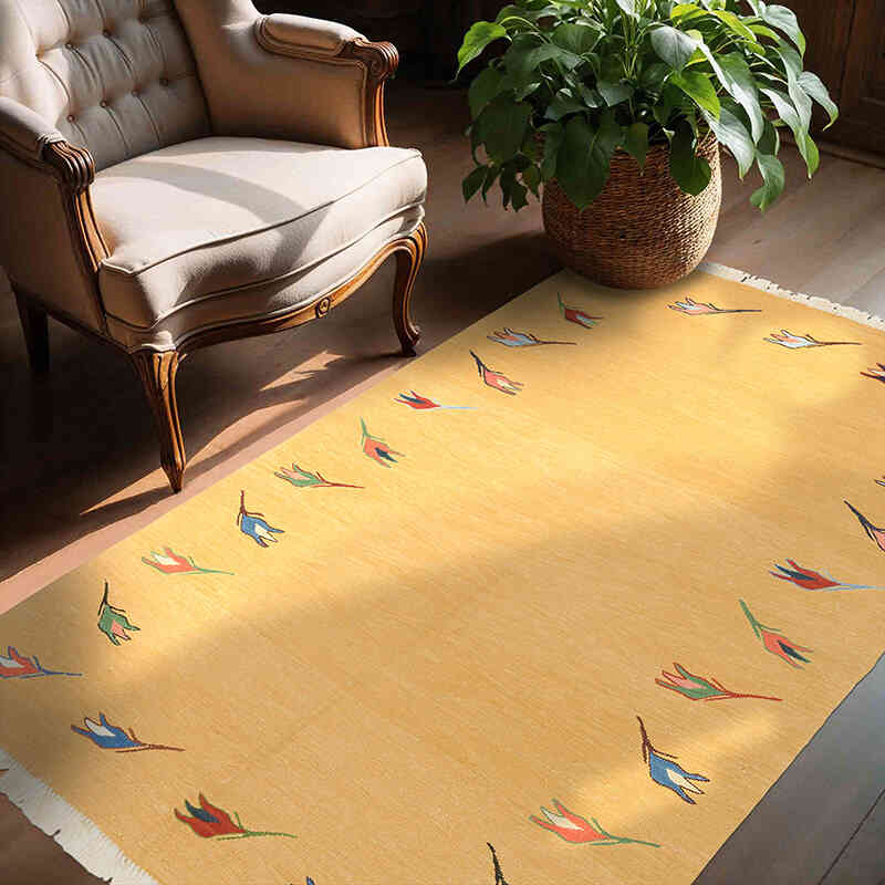 New Handwoven Turkish Kilim Rug - 4' 11" x 6' 5" (59" x 77") - K0075181