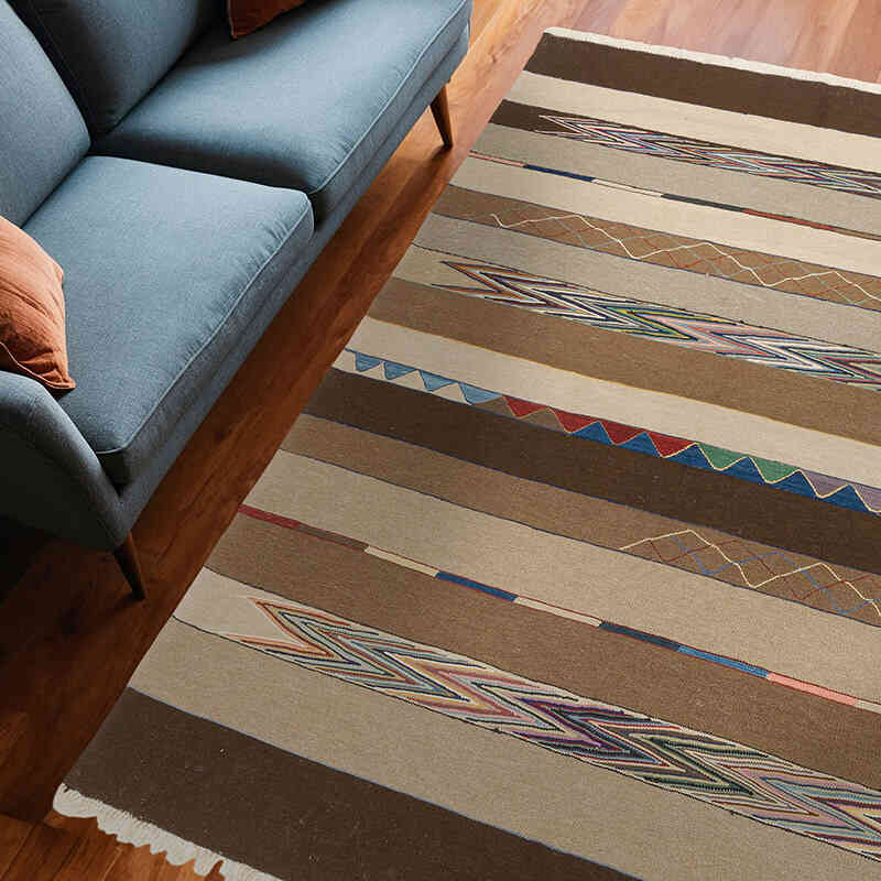 New Handwoven Turkish Kilim Rug - 6'  x 8' 3" (72" x 99") - K0075186