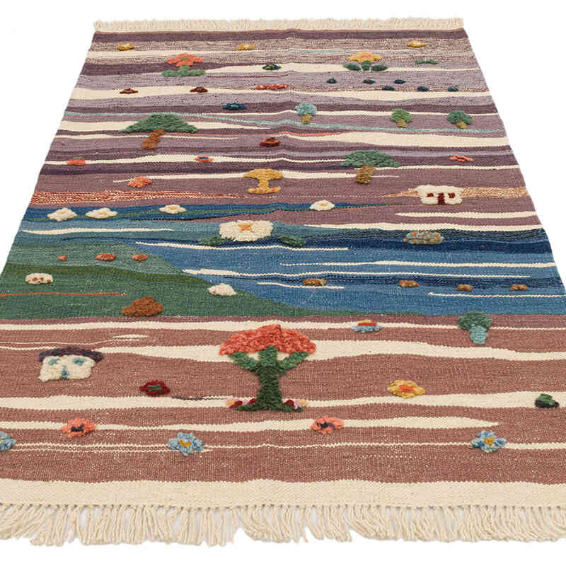 New Handwoven Turkish Kilim Rug - 3' 5" x 5' 1" (41" x 61") - K0075189
