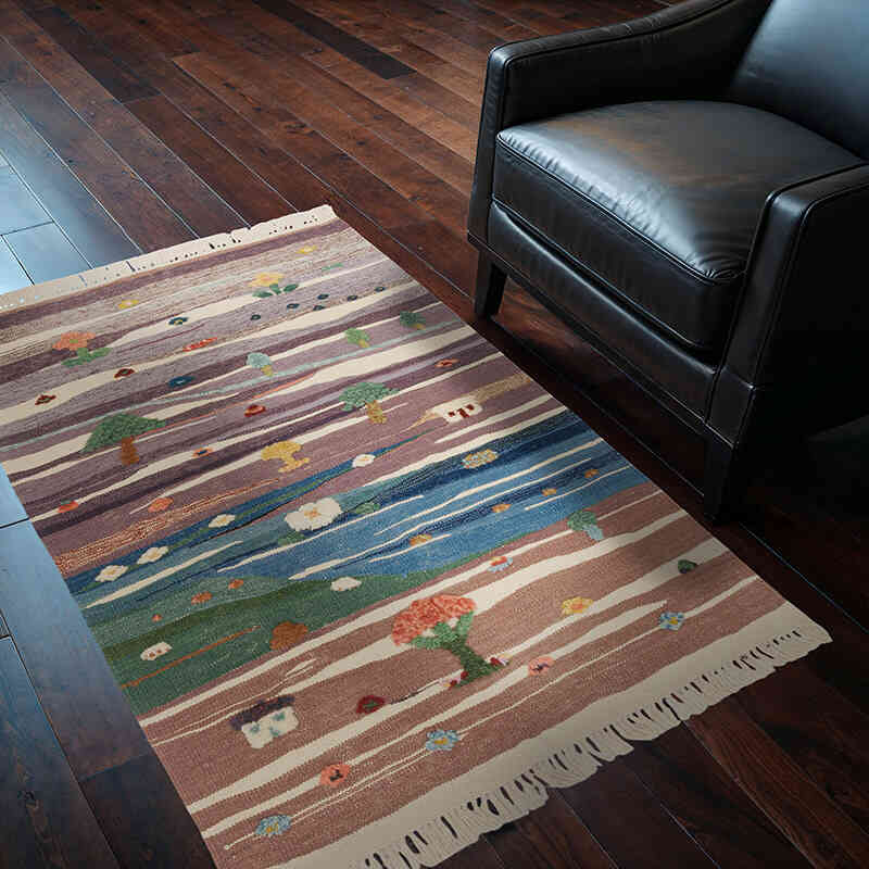 New Handwoven Turkish Kilim Rug - 3' 5" x 5' 1" (41" x 61") - K0075189