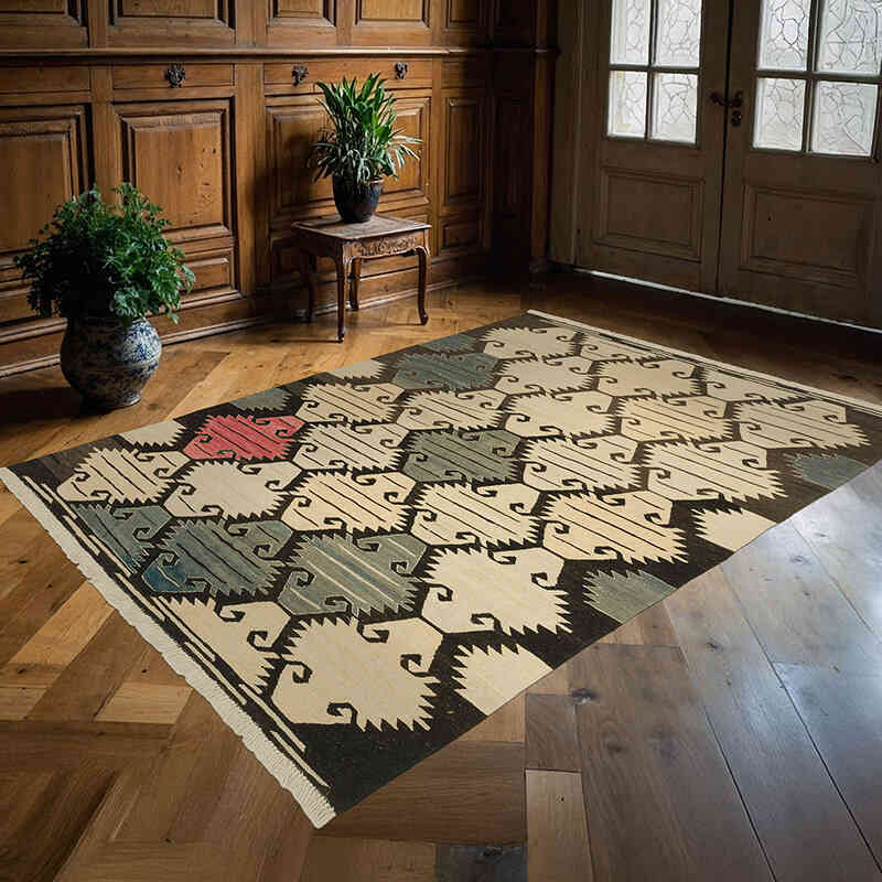 New Handwoven Turkish Kilim Rug - 5' 8" x 7' 9" (68" x 93") - K0075199