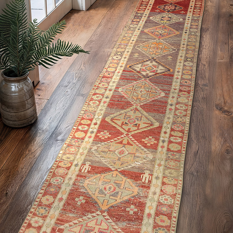 Alfombra Vintage de pasillo - 84 cm x 402 cm - K0075215