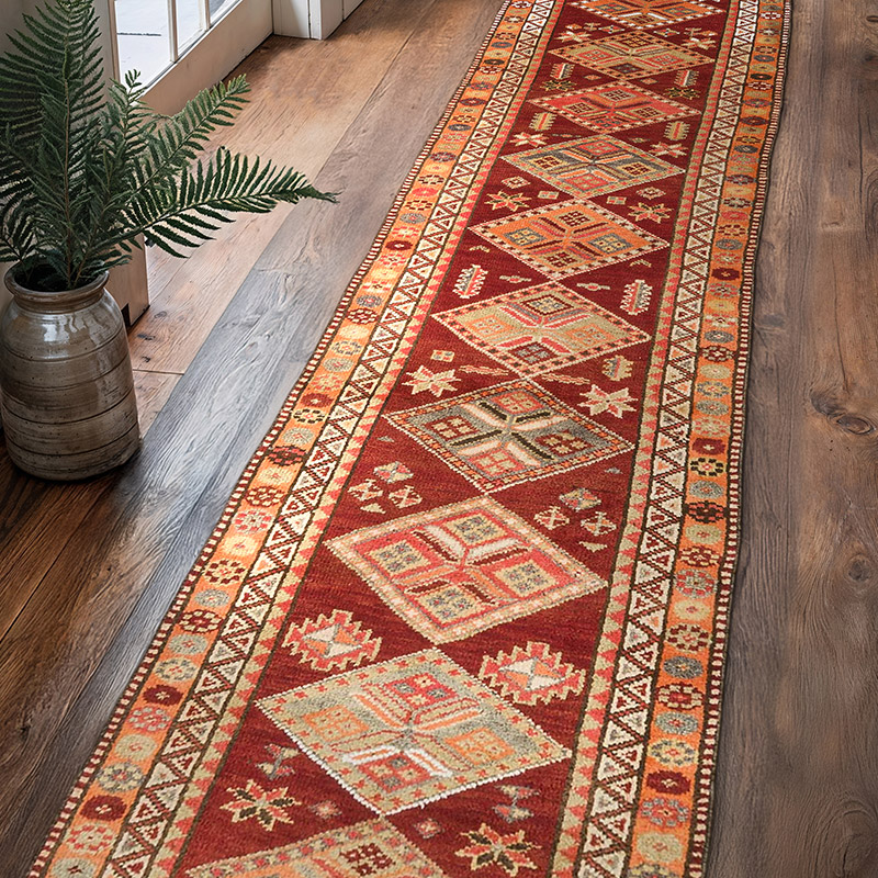 Alfombra Vintage de pasillo - 87 cm x 371 cm - K0075219
