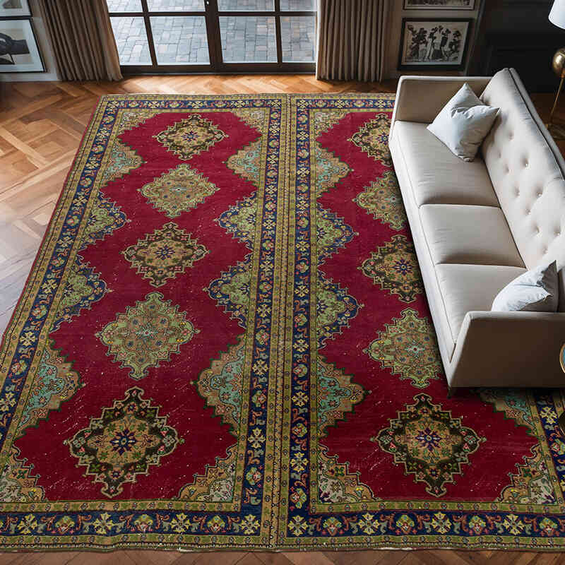 Vintage Turkish Hand-Knotted Rug - 9' 10" x 12' 10" (118" x 154") - K0075426