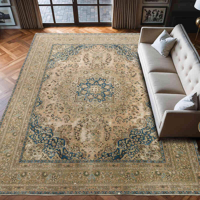 Vintage Hand-Knotted Oriental Rug - 9' 3" x 12' 6" (111" x 150") - K0075428