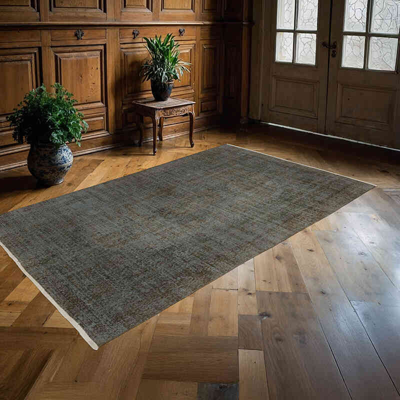 Over-dyed Vintage Hand-Knotted Turkish Rug - 4' 7" x 7' 9" (55" x 93") - K0075529