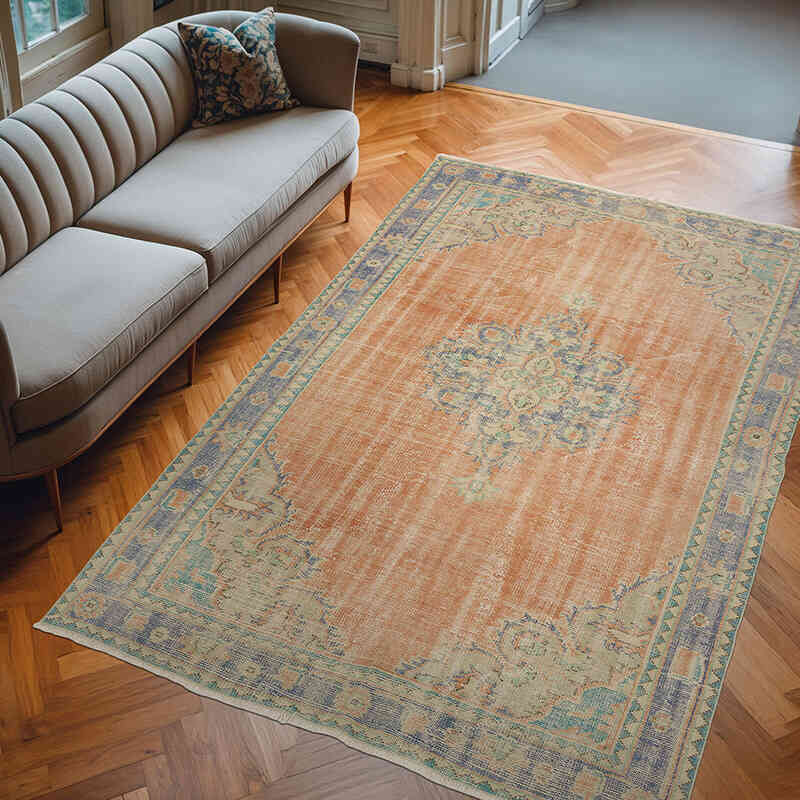 Alfombra Vintage Turca Anudada a Mano - 187 cm x 274 cm - K0075539