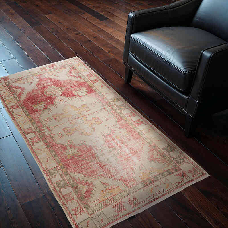 Alfombra Vintage Turca Anudada a Mano - 77 cm x 148 cm - K0075568