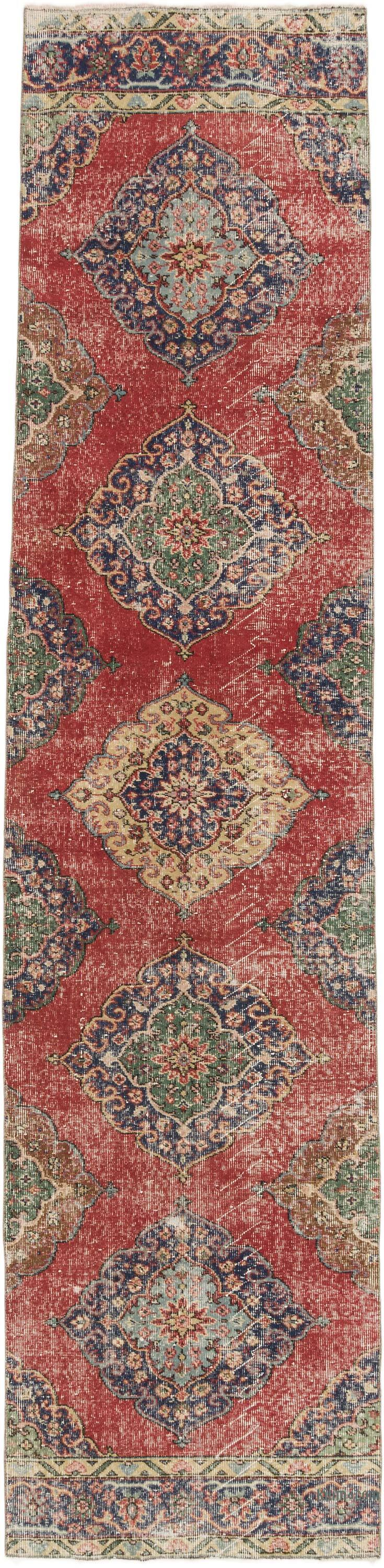 Vintage Turkish Hand-Knotted Runner - 3' 1" x 12' 8" (37" x 152") - K0075607