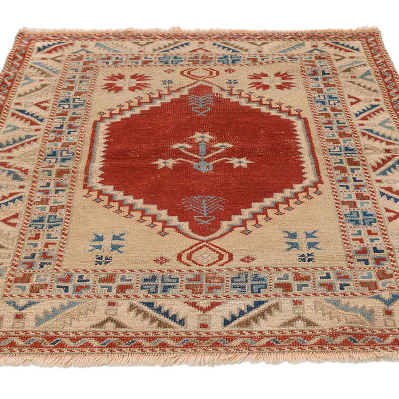 Alfombra Vintage Turca Anudada a Mano - 99 cm x 127 cm - K0075859