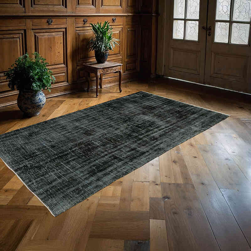 Over-dyed Vintage Hand-Knotted Turkish Rug - 4' 5" x 7' 8" (53" x 92") - K0075938