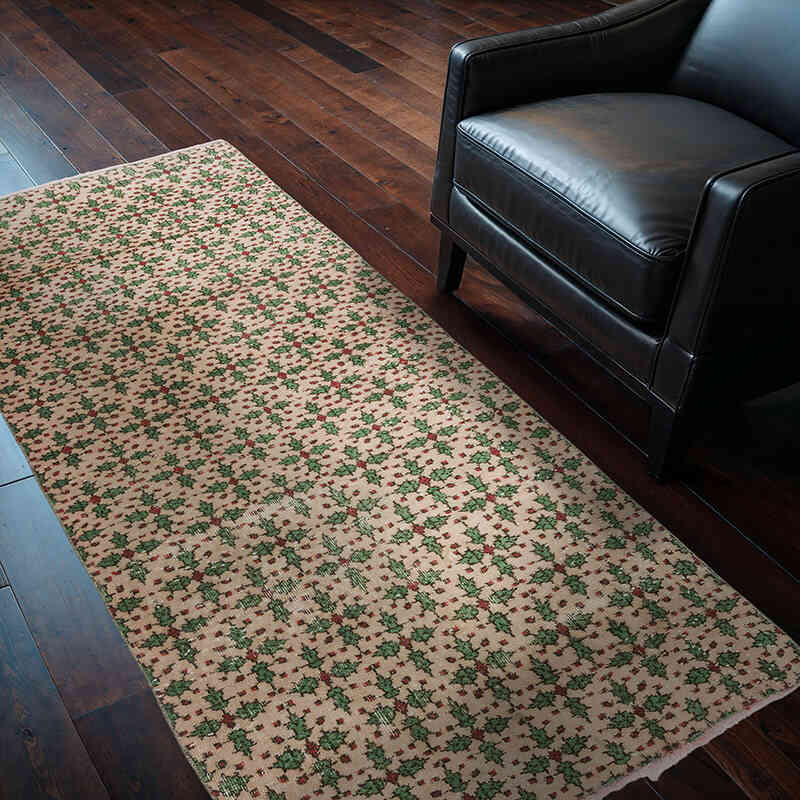 Alfombra Vintage Turca Anudada a Mano - 106 cm x 202 cm - K0075944