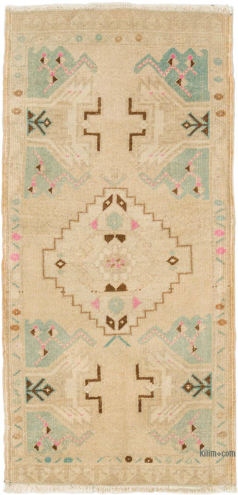 Alfombra Vintage Turca Anudada a Mano - 52 cm x 106 cm - K0076171