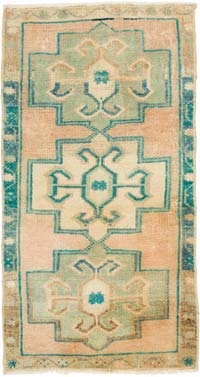 Vintage Turkish Hand-Knotted Rug - 1' 7" x 2' 11" (19" x 35")