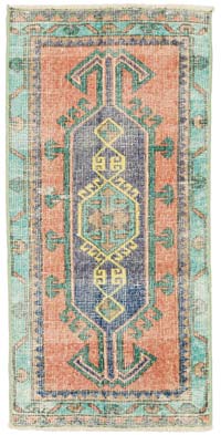 El Dokuma Vintage Halı - 49 cm x 101 cm
