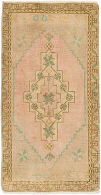 Alfombra Vintage Turca Anudada a Mano - 52 cm x 98 cm