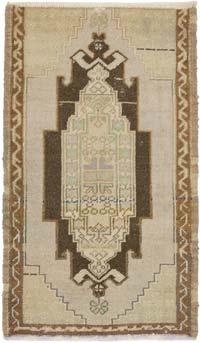 Alfombra Vintage Turca Anudada a Mano - 55 cm x 93 cm