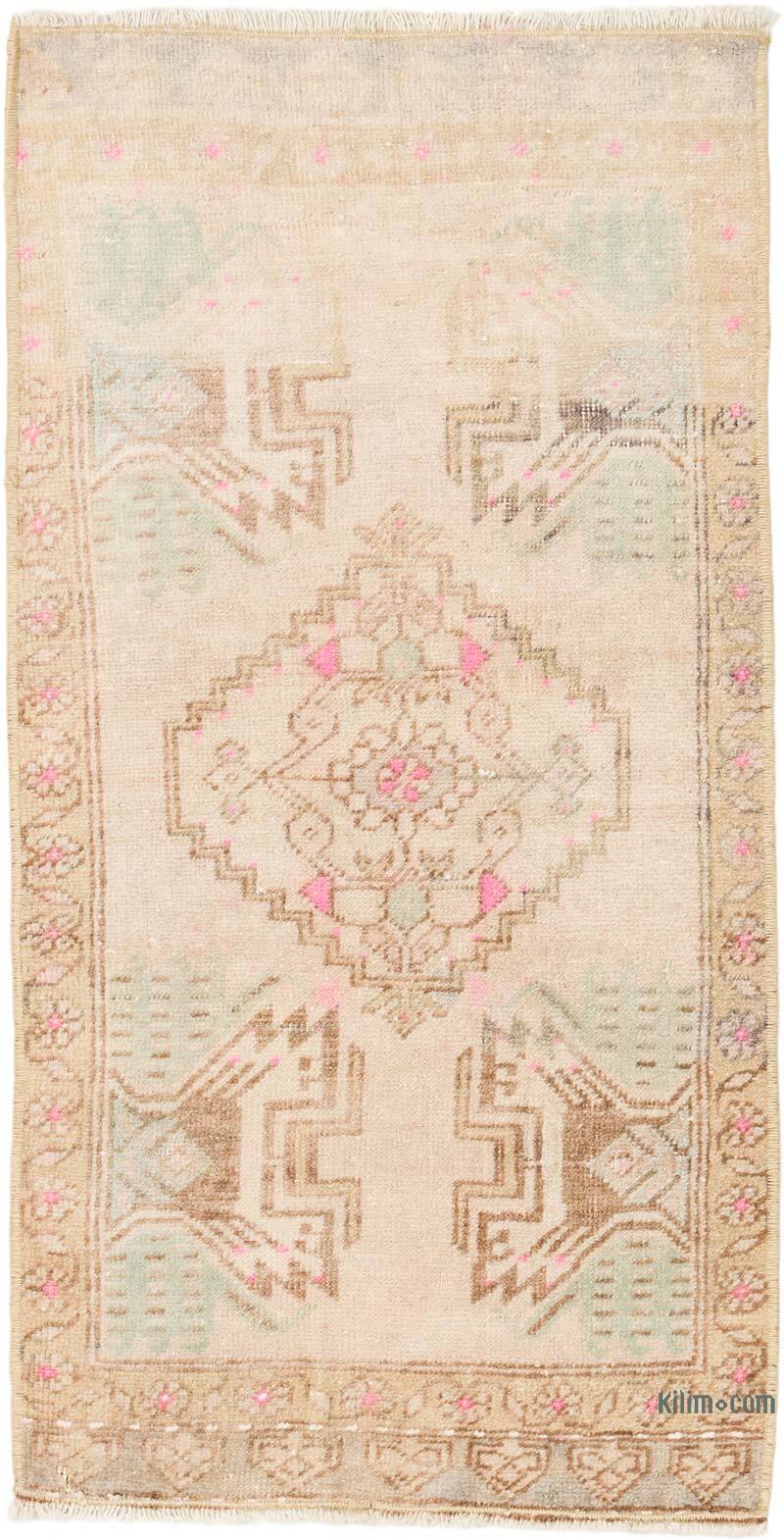 Alfombra Vintage Turca Anudada a Mano - 48 cm x 96 cm - K0076377