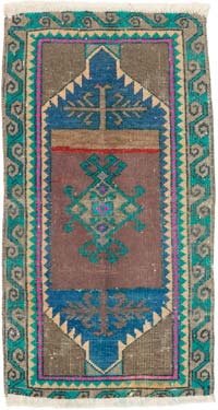 El Dokuma Vintage Halı - 46 cm x 84 cm