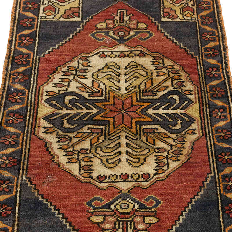 El Dokuma Vintage Halı - 52 cm x 104 cm - K0076394