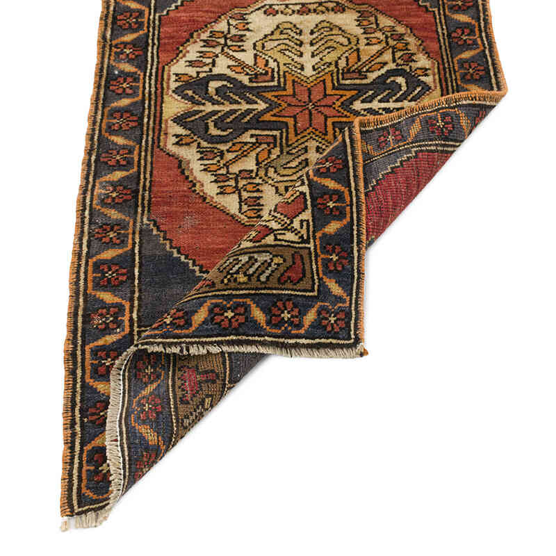 El Dokuma Vintage Halı - 52 cm x 104 cm - K0076394