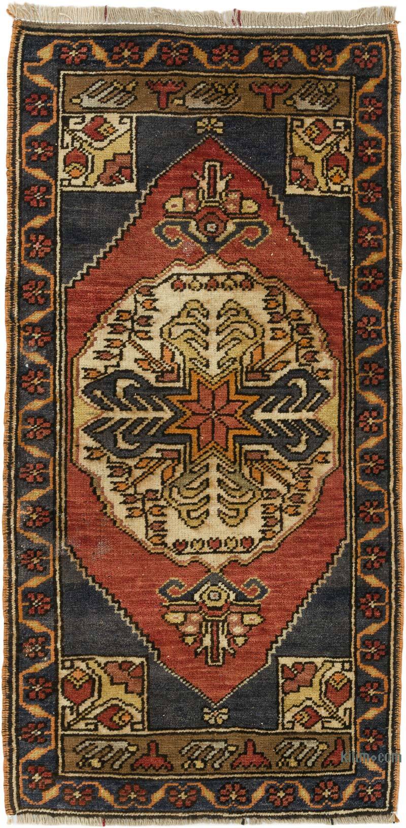 El Dokuma Vintage Halı - 52 cm x 104 cm - K0076394