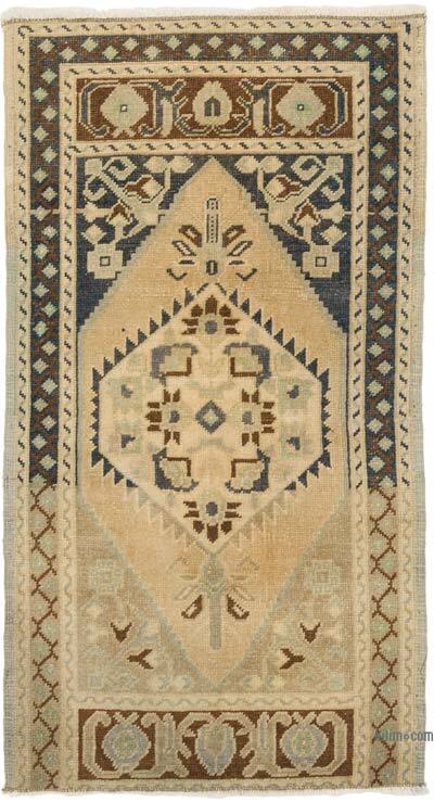 Alfombra Vintage Turca Anudada a Mano - 55 cm x 103 cm