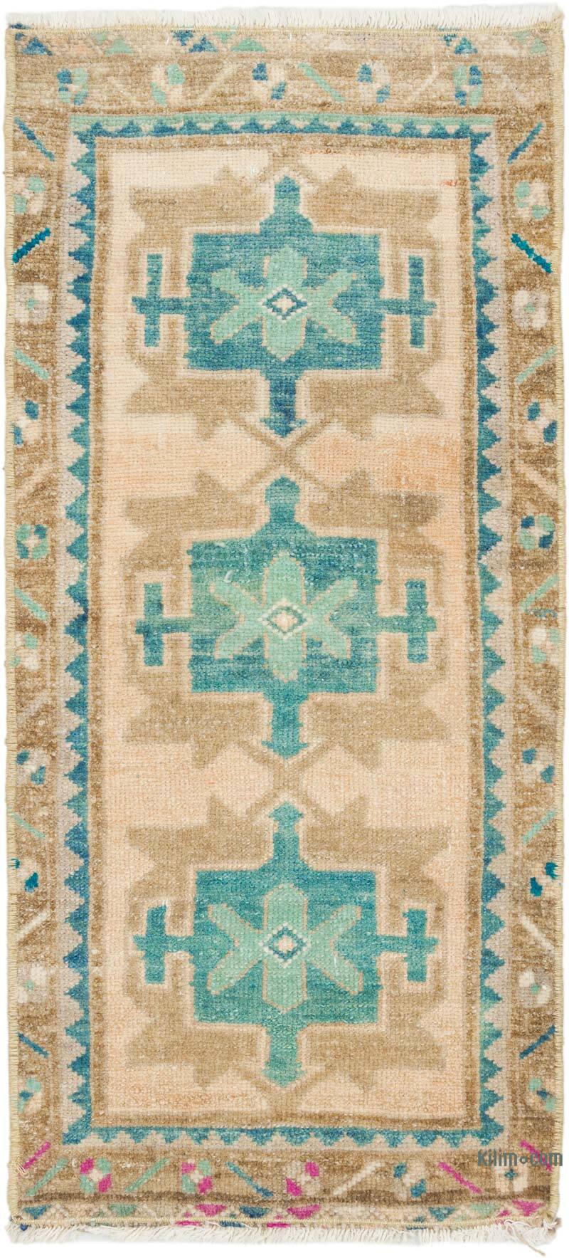 El Dokuma Vintage Halı - 43 cm x 94 cm - K0076411