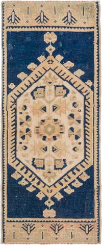 Alfombra Vintage Turca Anudada a Mano - 44 cm x 108 cm